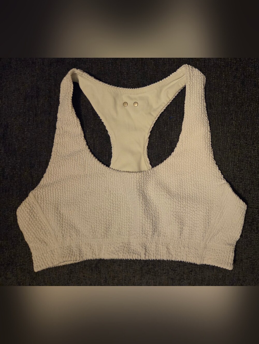 Alala White Textured Racerback Bikini Top. Size S